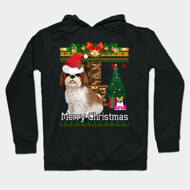 Ugly Christmas Sweater SHIH TZU Hoodie by LaurieAndrew